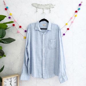 Faherty XL Sky Blue 100% Linen Long Sleeve Button Down Shirt